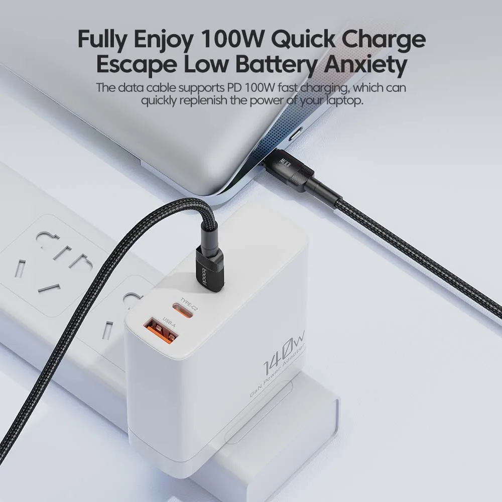 Toocki 100W Type-C to Type-C Cable 🔌 | PD 3.0 & QC 4.0 Fast Charging for iPhone 15, MacBook, Samsung, Xiaomi