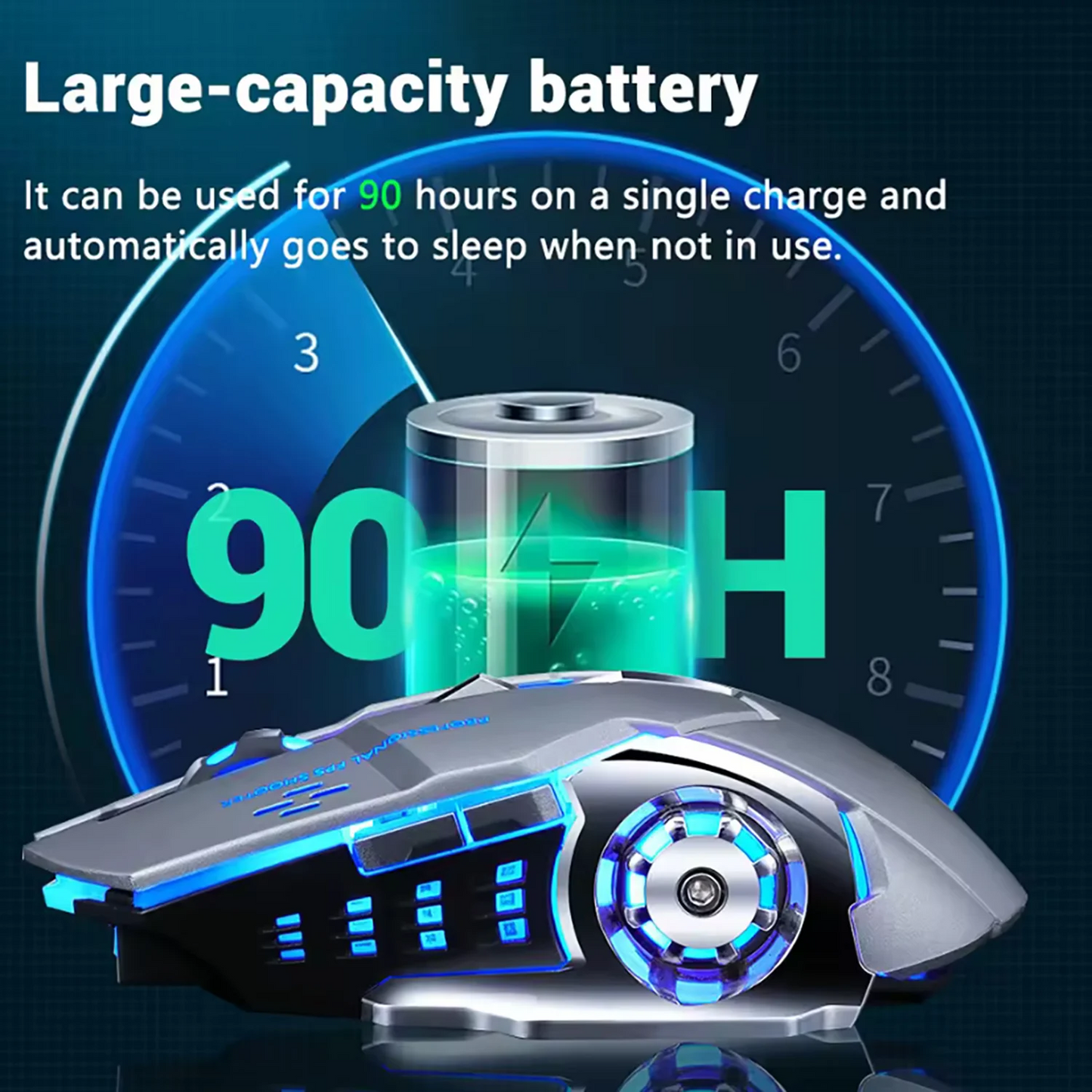 Rechargeable Wireless Gaming Mouse | Silent Bluetooth, USB, Backlight, E-Sports PC Gamer Mouse