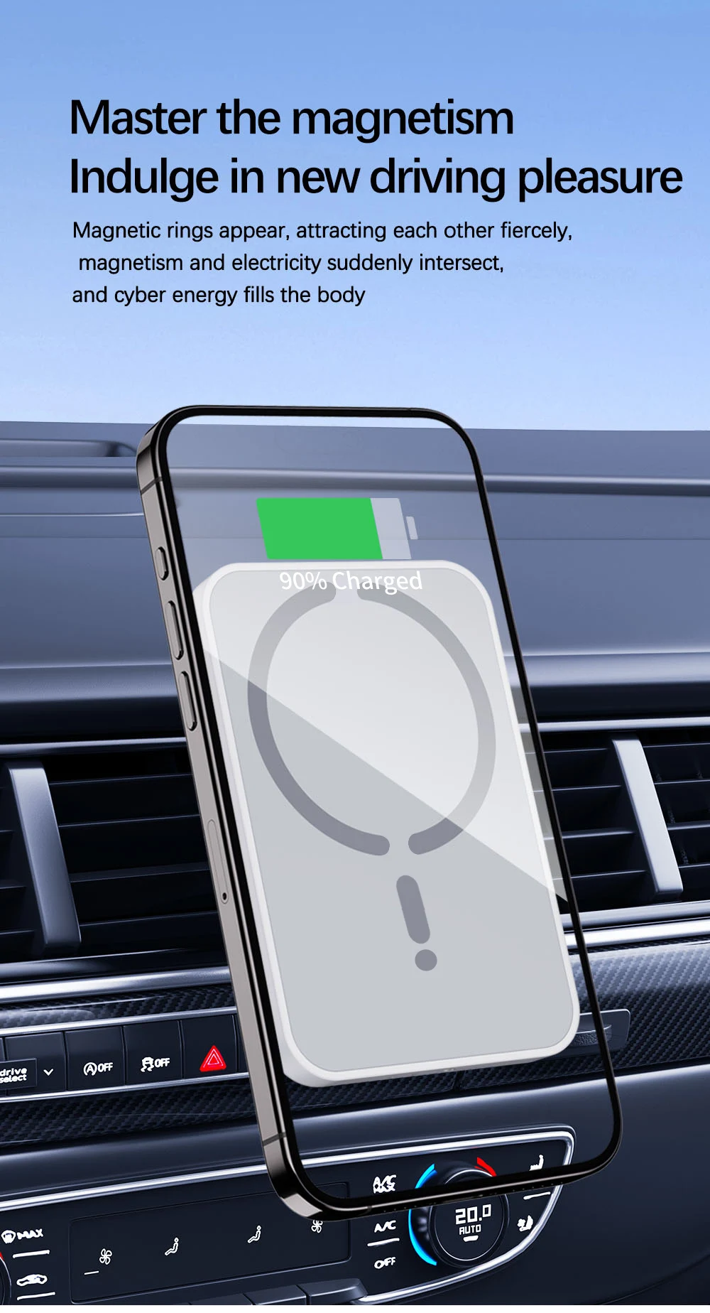Magnetic Car Wireless Charger | Magsafe iPhone 12–16 Pro Max Fast Charging Air Vent Holder