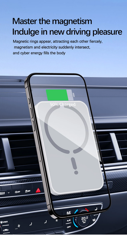 Magnetic Car Wireless Charger | Magsafe iPhone 12–16 Pro Max Fast Charging Air Vent Holder