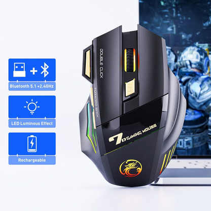 IMICE GW-X7 Wireless Gaming Mouse 🎮 | 3200DPI, Dual Mode, 7 Keys, Silent Click & 7-Color LED