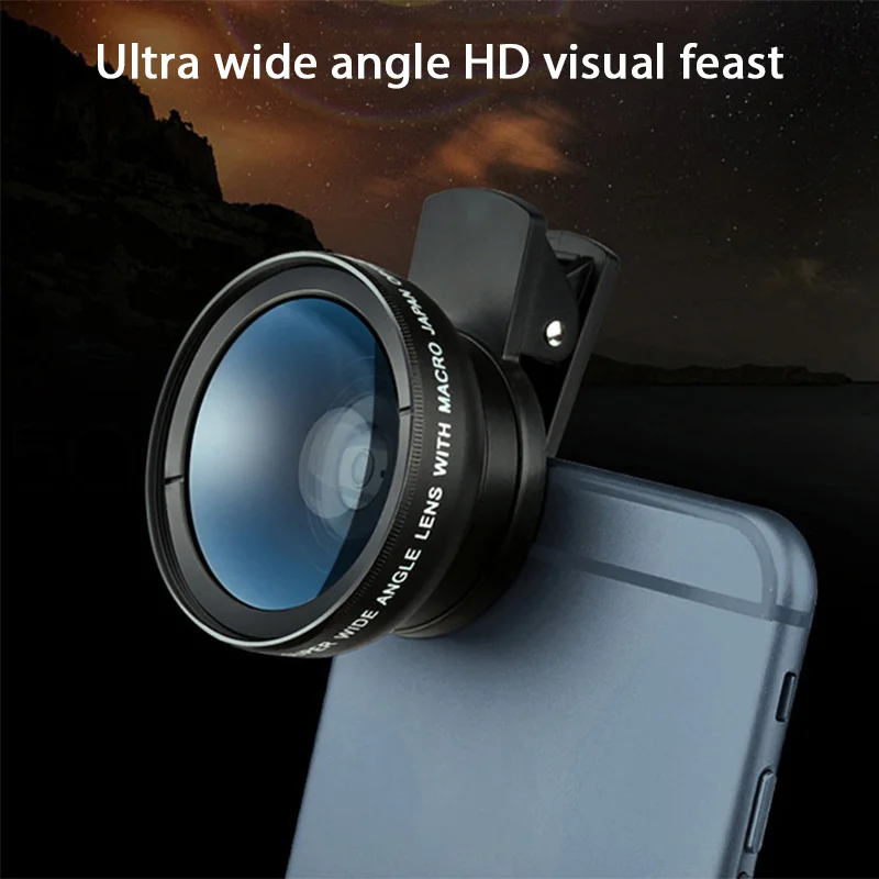 2-in-1 Mobile Phone Lens – 0.45X Wide Angle + 12.5X Macro HD Camera Lens for iPhone & Android!