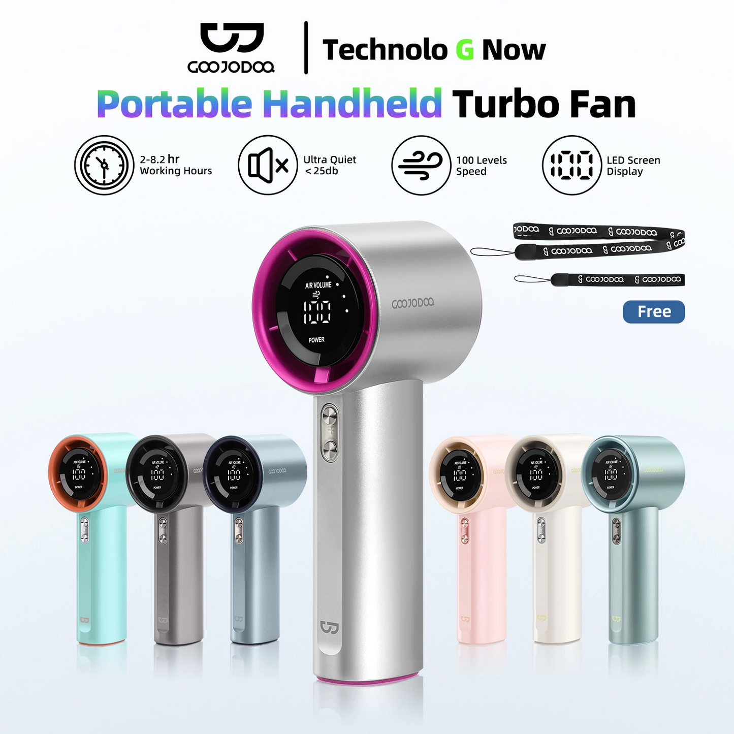 Mini Rechargeable Electric Fan | Turbo, Digital Display, Portable Handheld Outdoor Fan