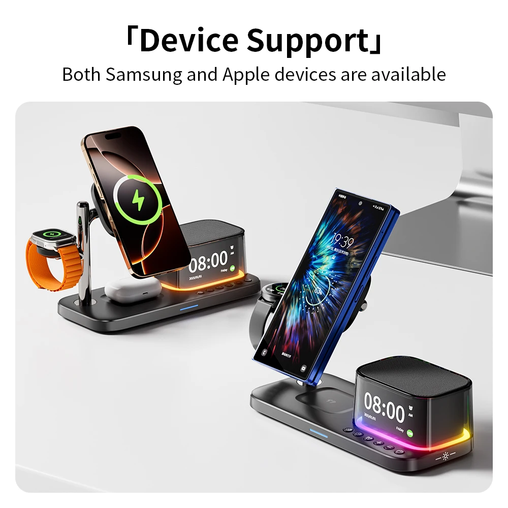 3-in-1 Wireless Charger | Speaker + Digital Clock