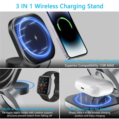 3-in-1 Foldable Magnetic Wireless Charger