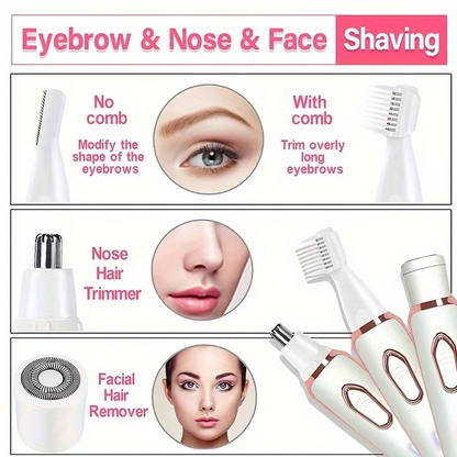 4-in-1 Electric Lady Shaver | Painless Hair Removal Epilator & Cordless Trimmer Razor for Women