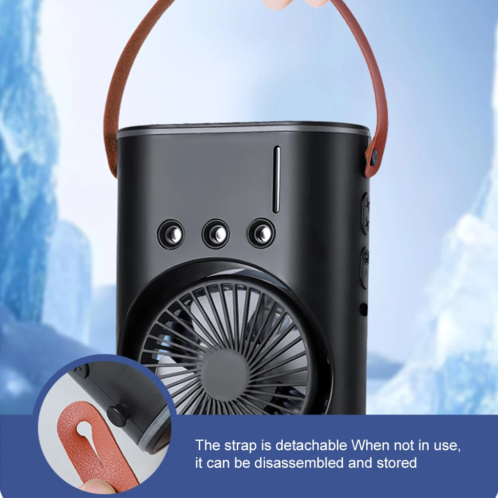 Double-Headed Air Cooler | USB Rechargeable Desk Fan with Spray & Night Light