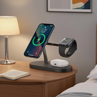 3-in-1 Wireless Charger Stand for iPhone, Watch & AirPods
