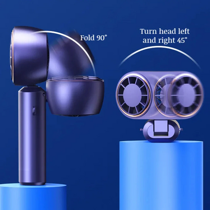Handheld Dual Personal Fan 🌟 | Compact Rechargeable Cooler with Digital Display, Portable & Personal