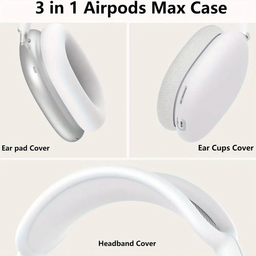 3-in-1 Silicone AirPods Max Case | Soft, Shockproof & Anti-Scratch Headphone Cover