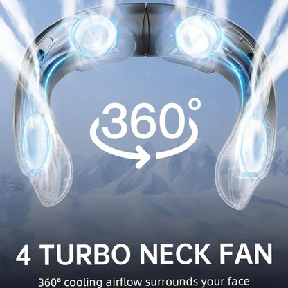 New Quad-Core USB Neck Fan | Vaneless, Digital Display, Portable & 4000mAh for Summer