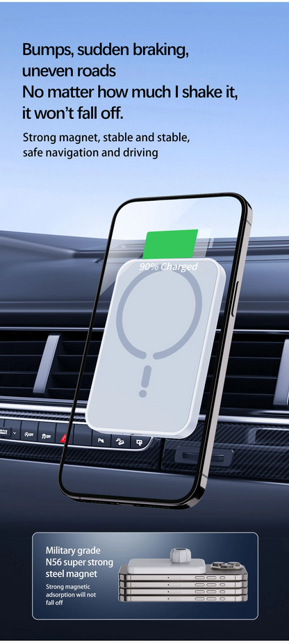 Magnetic Car Wireless Charger | Magsafe iPhone 12–16 Pro Max Fast Charging Air Vent Holder