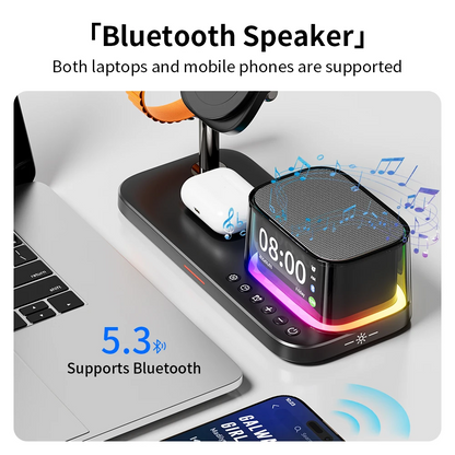 3-in-1 Wireless Charger | Speaker + Digital Clock