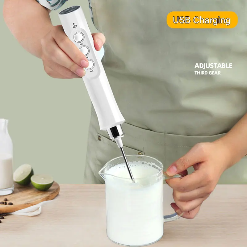 3-in-1 Electric Milk Frother | Rechargeable Handheld Foamer for Coffee, Matcha & Drinks