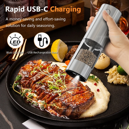 Electric Salt & Pepper Grinder – USB Rechargeable Stainless Steel Spice Mill!