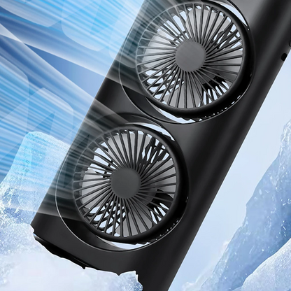 Double-Headed Air Cooler | USB Rechargeable Desk Fan with Spray & Night Light
