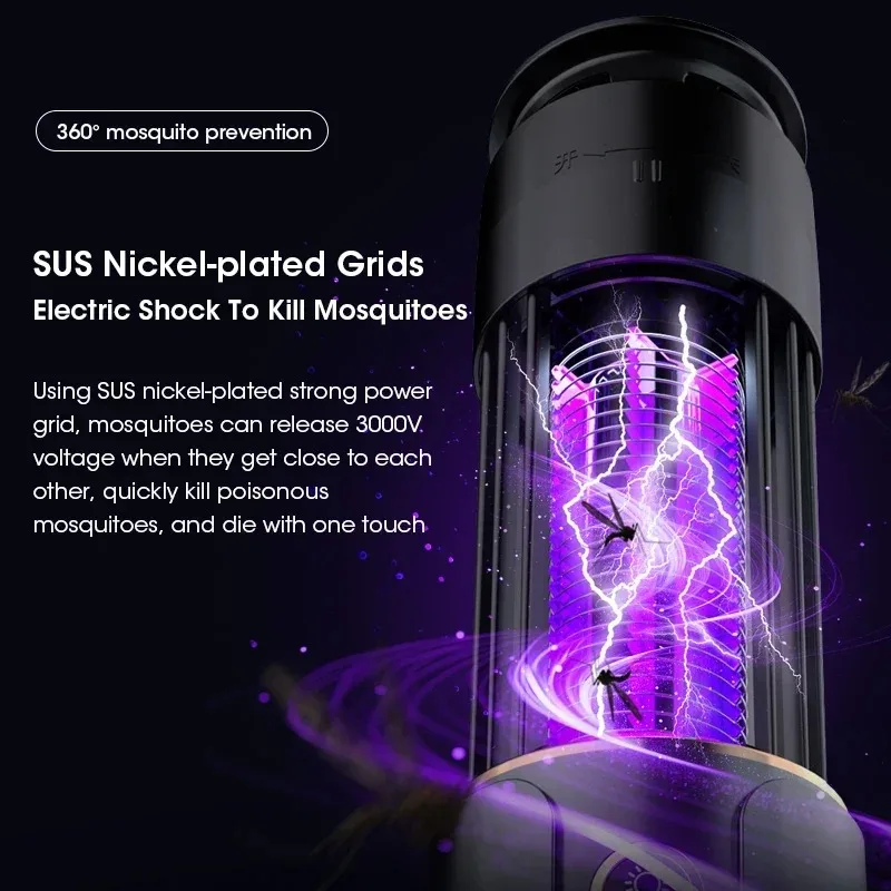 2-in-1 Mosquito Killer Lamp Mute Anti-Mosquito Lamp Rechargeable Mosquito Repellent Electronic Mosquito Killer Timing Control