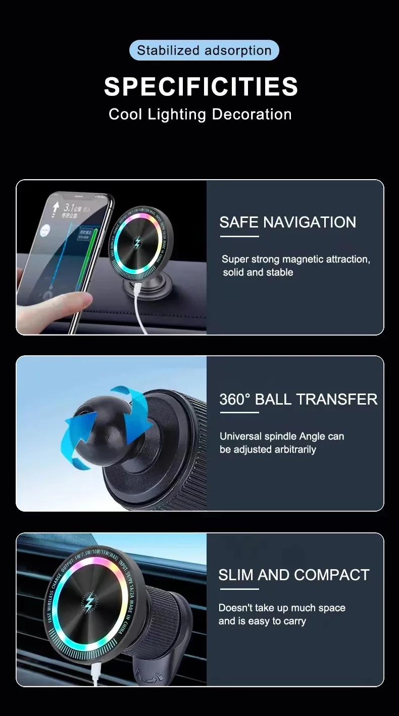 Mart Car Wireless Charger | MagSafe-Compatible Dashboard Mount