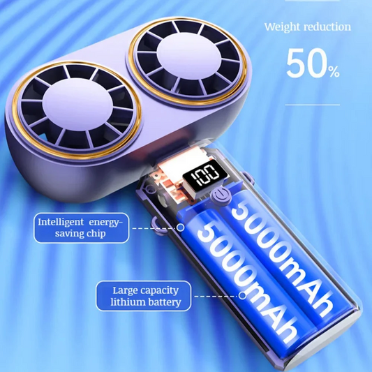 Handheld Dual Personal Fan 🌟 | Compact Rechargeable Cooler with Digital Display, Portable & Personal
