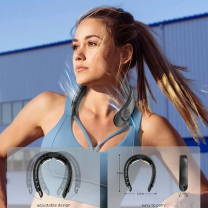 New Quad-Core USB Neck Fan | Vaneless, Digital Display, Portable & 4000mAh for Summer