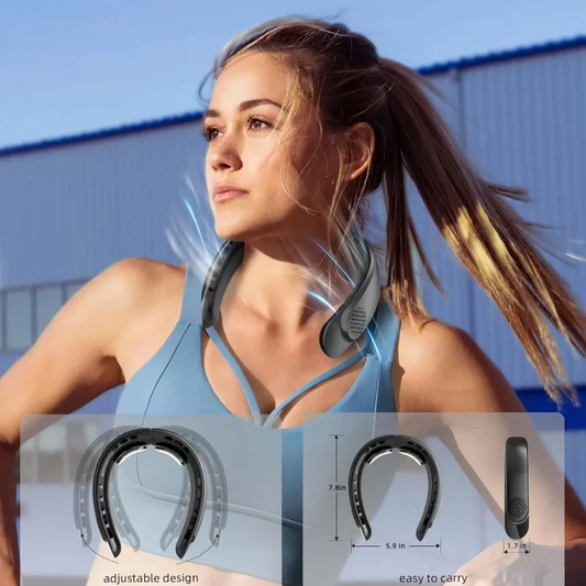 New Quad-Core USB Neck Fan | Vaneless, Digital Display, Portable & 4000mAh for Summer