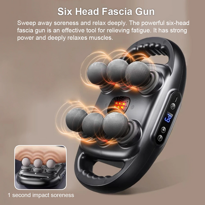 Fascia Gun Muscle Massager | High-Frequency Back & Shoulder Massage, 6-Head Professional Body Gun
