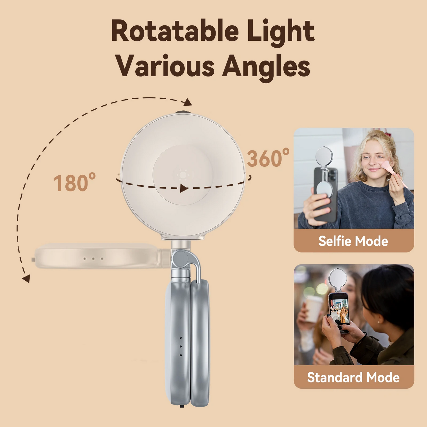 Mini Magnetic Fill Light | 3-Level Brightness | Selfie LED for iPhone & Android Phones