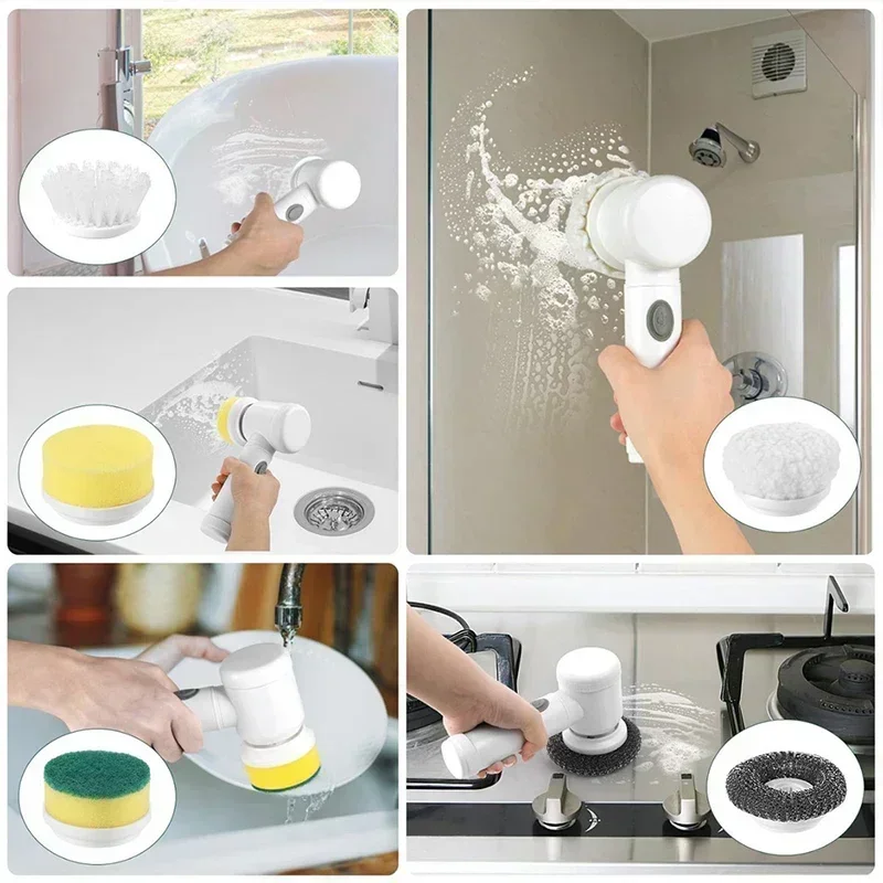 Cordless Electric Spin Scrubber | 5 Brush Heads for Home Cleaning