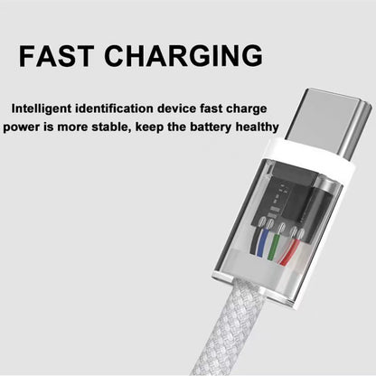 USB-C to Type-C Fast Charging Cable | 60W PD Braided Charger for iPhone 15, Samsung & Android