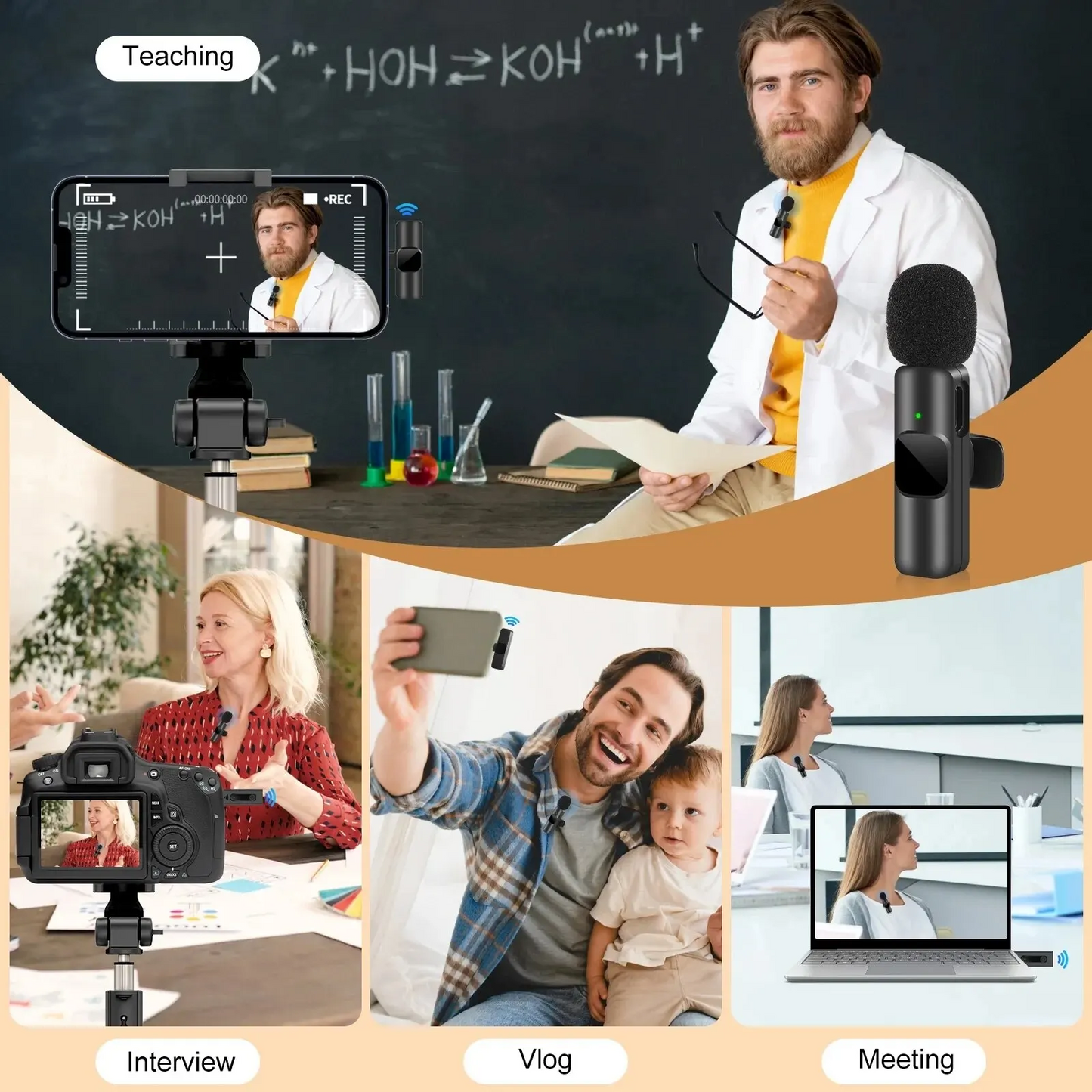 Mini Wireless Lavalier Microphone | Portable Mic for iPhone & Android – Live, Vlog, Gaming & Recording