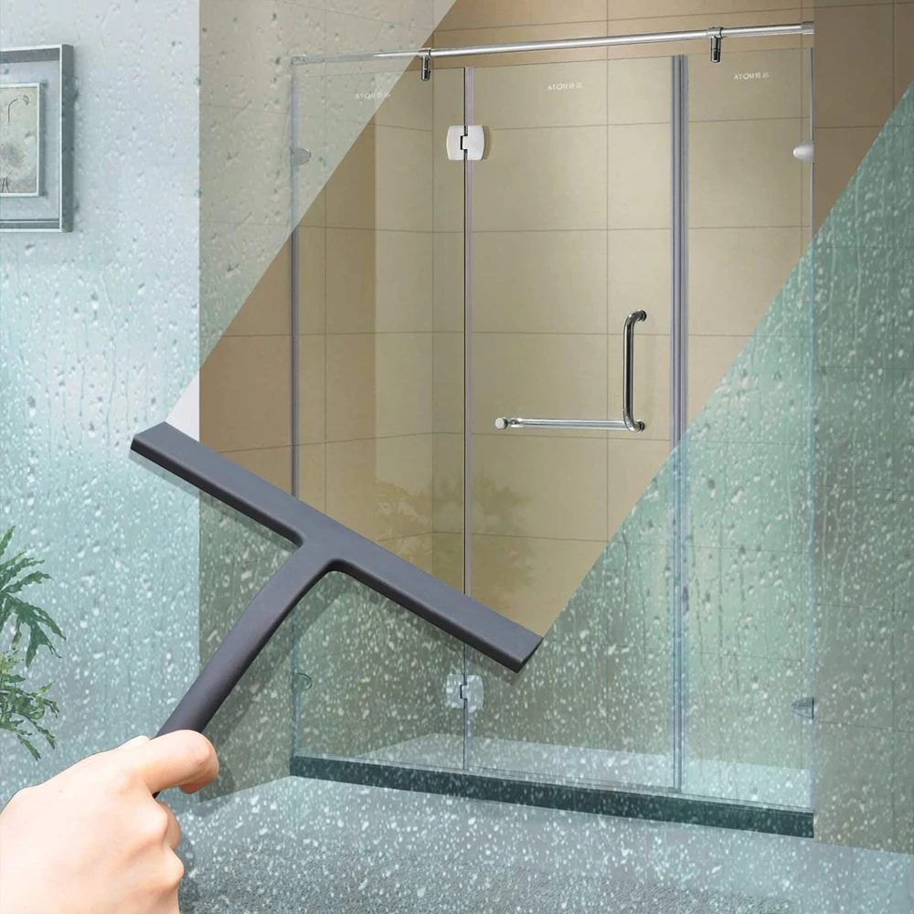 Matte Black Silicone Shower Squeegee | Streak-Free Cleaning