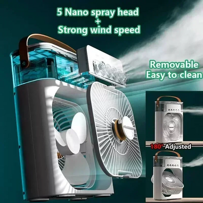3-in-1 Portable Air Cooler Fan | LED Night Light, Humidifier & Adjustable Air for Home & Office