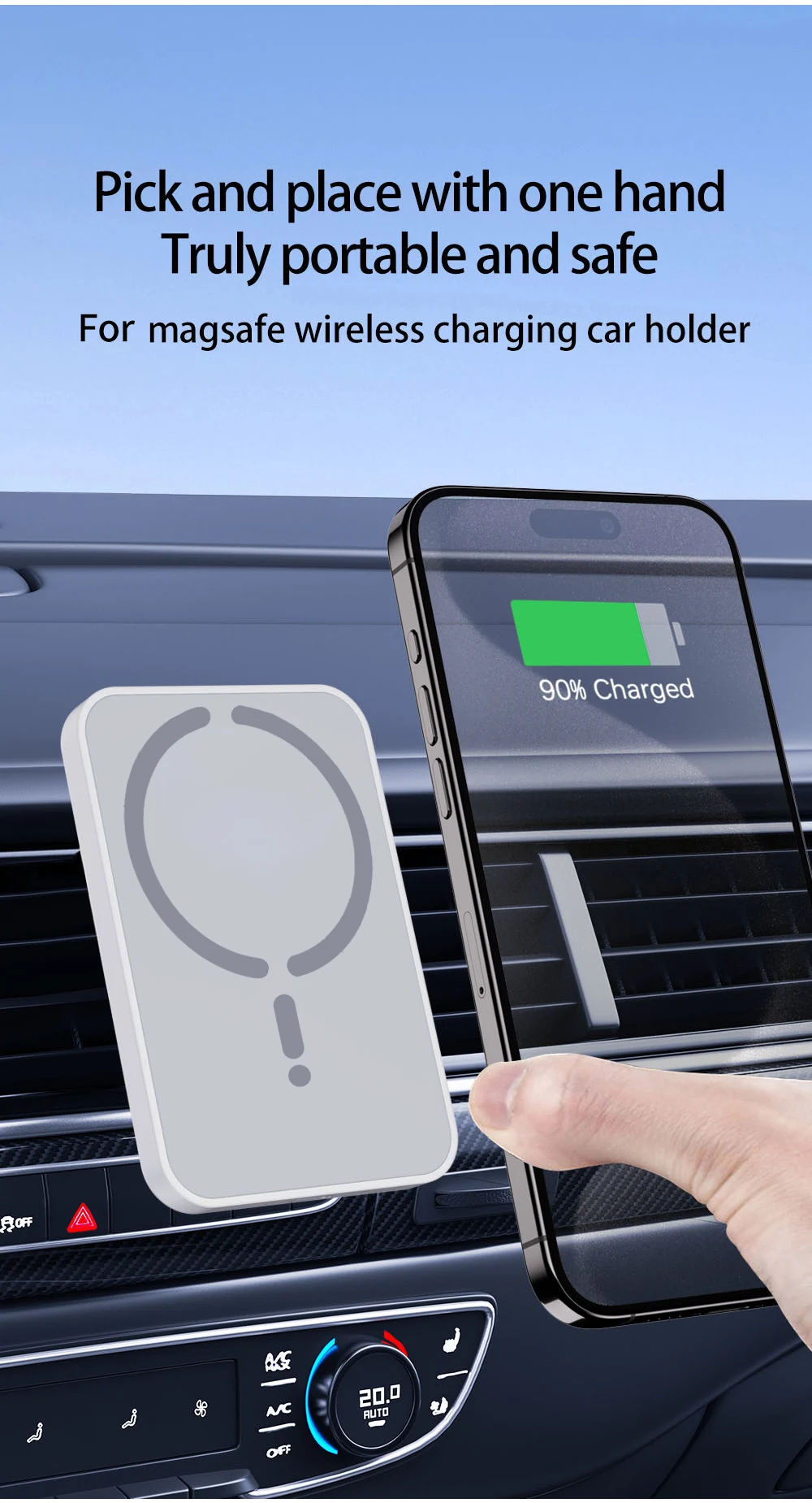 Magnetic Car Wireless Charger | Magsafe iPhone 12–16 Pro Max Fast Charging Air Vent Holder