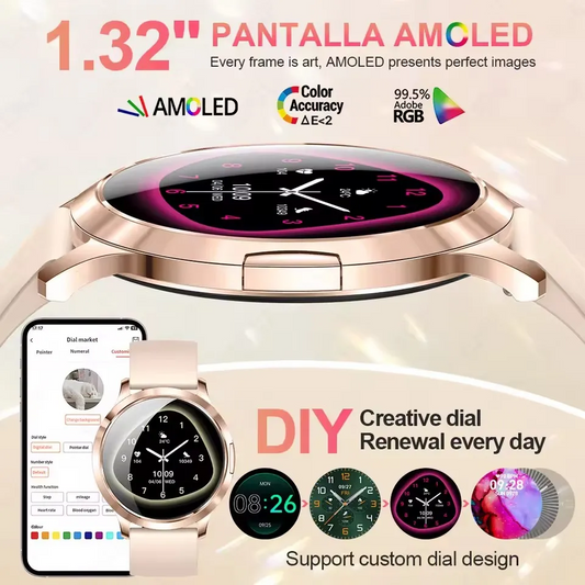 New Women’s Smart Watch 🌸 | 1.32" Ultra-Thin AMOLED, Sport Fitness, Bluetooth Call & Custom Faces