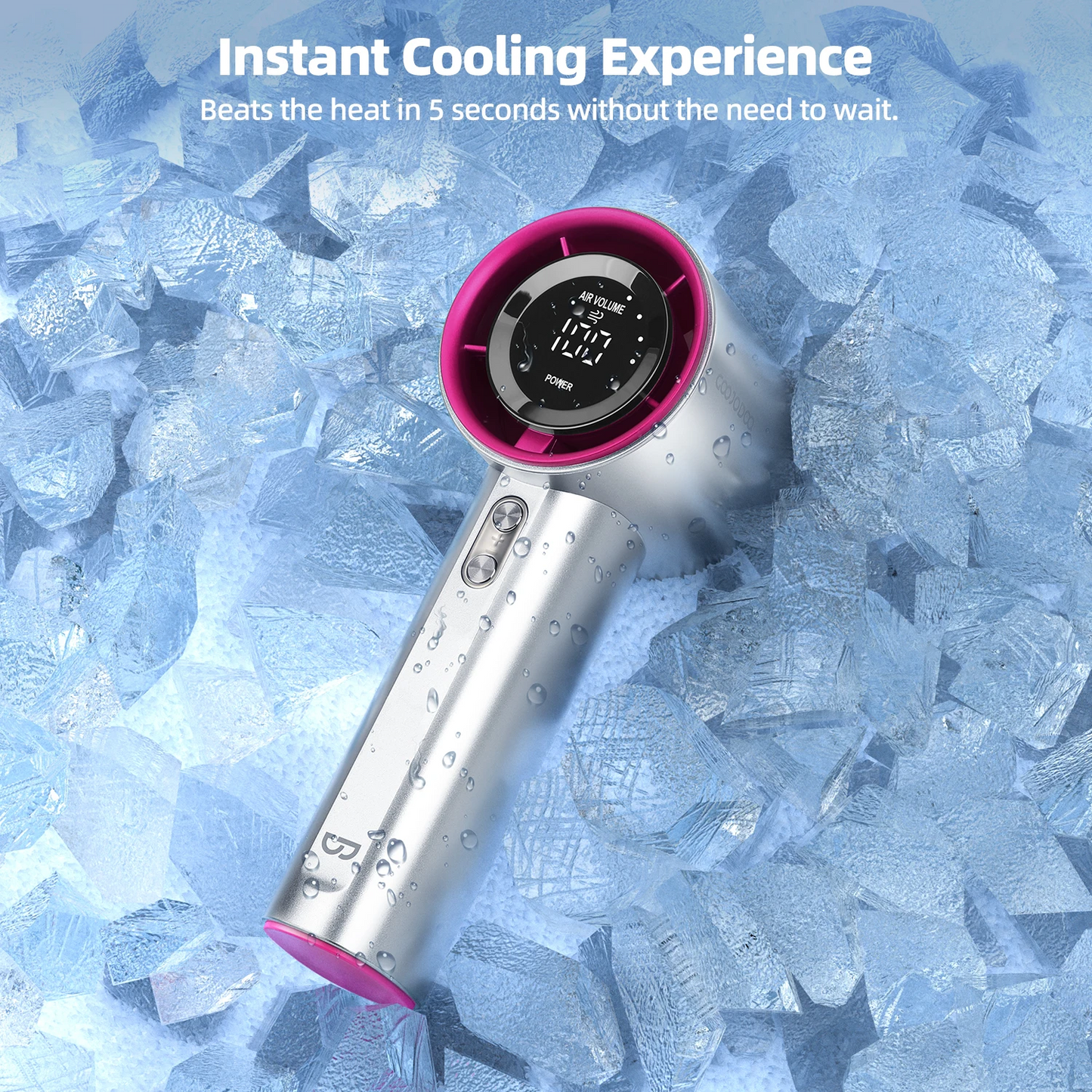 Mini Rechargeable Electric Fan | Turbo, Digital Display, Portable Handheld Outdoor Fan