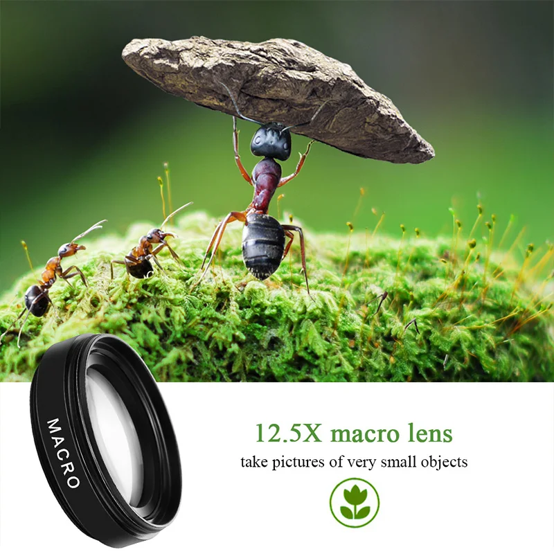 2-in-1 Mobile Phone Lens – 0.45X Wide Angle + 12.5X Macro HD Camera Lens for iPhone & Android!