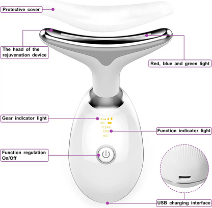 LED Neck & Facial Massager | 3-Mode Skin Tightening & Lift Device
