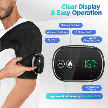 Heated Shoulder Massager Belt | Vibration Steamer Pad with Adjustable Temperature & Smart Massage Function