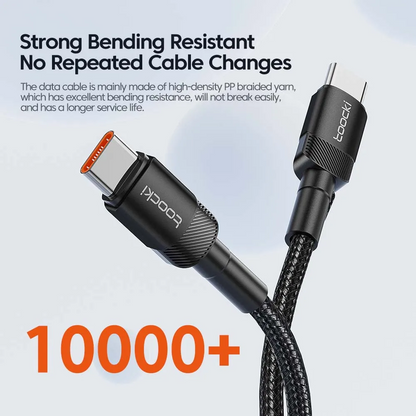 Toocki 100W Type-C to Type-C Cable 🔌 | PD 3.0 & QC 4.0 Fast Charging for iPhone 15, MacBook, Samsung, Xiaomi
