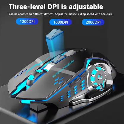 Rechargeable Wireless Gaming Mouse | Silent Bluetooth, USB, Backlight, E-Sports PC Gamer Mouse