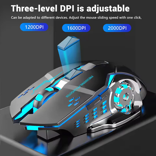 Rechargeable Wireless Gaming Mouse | Silent Bluetooth, USB, Backlight, E-Sports PC Gamer Mouse