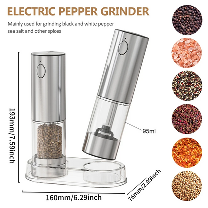 Electric Salt & Pepper Grinder – USB Rechargeable Stainless Steel Spice Mill!