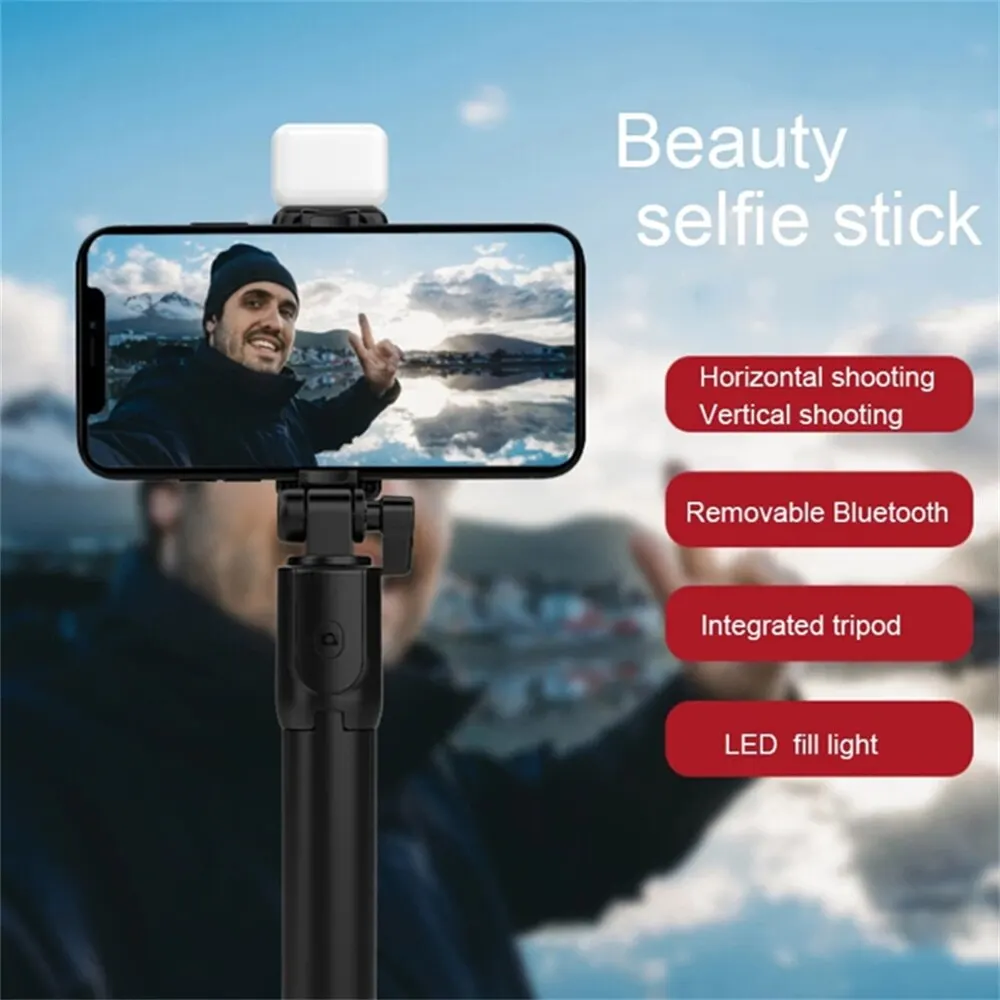 Portable Bluetooth Selfie Stick & Tripod | Remote Shutter, Fill Light & Extendable Phone Stand