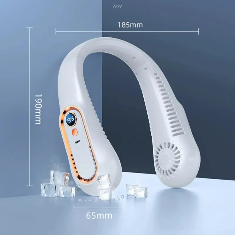 Portable Ceiling & Neck Fan | USB Rechargeable, Small, Digital Display, Office & Outdoor