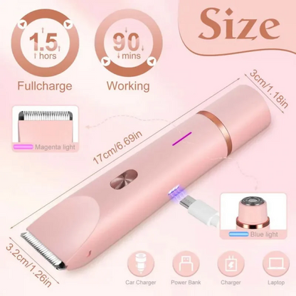 2-in-1 Portable Ladies Shaver | Waterproof, Painless Hair Removal Razor for Women Body & Bikini