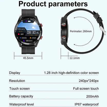 ECG+PPG Smart Watch | Bluetooth Call, Blood Pressure & Fitness Sports Waterproof for Men