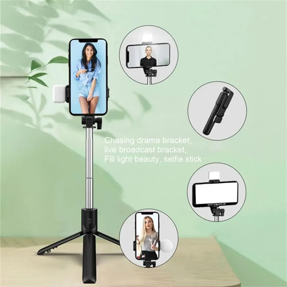 Portable Bluetooth Selfie Stick & Tripod | Remote Shutter, Fill Light & Extendable Phone Stand