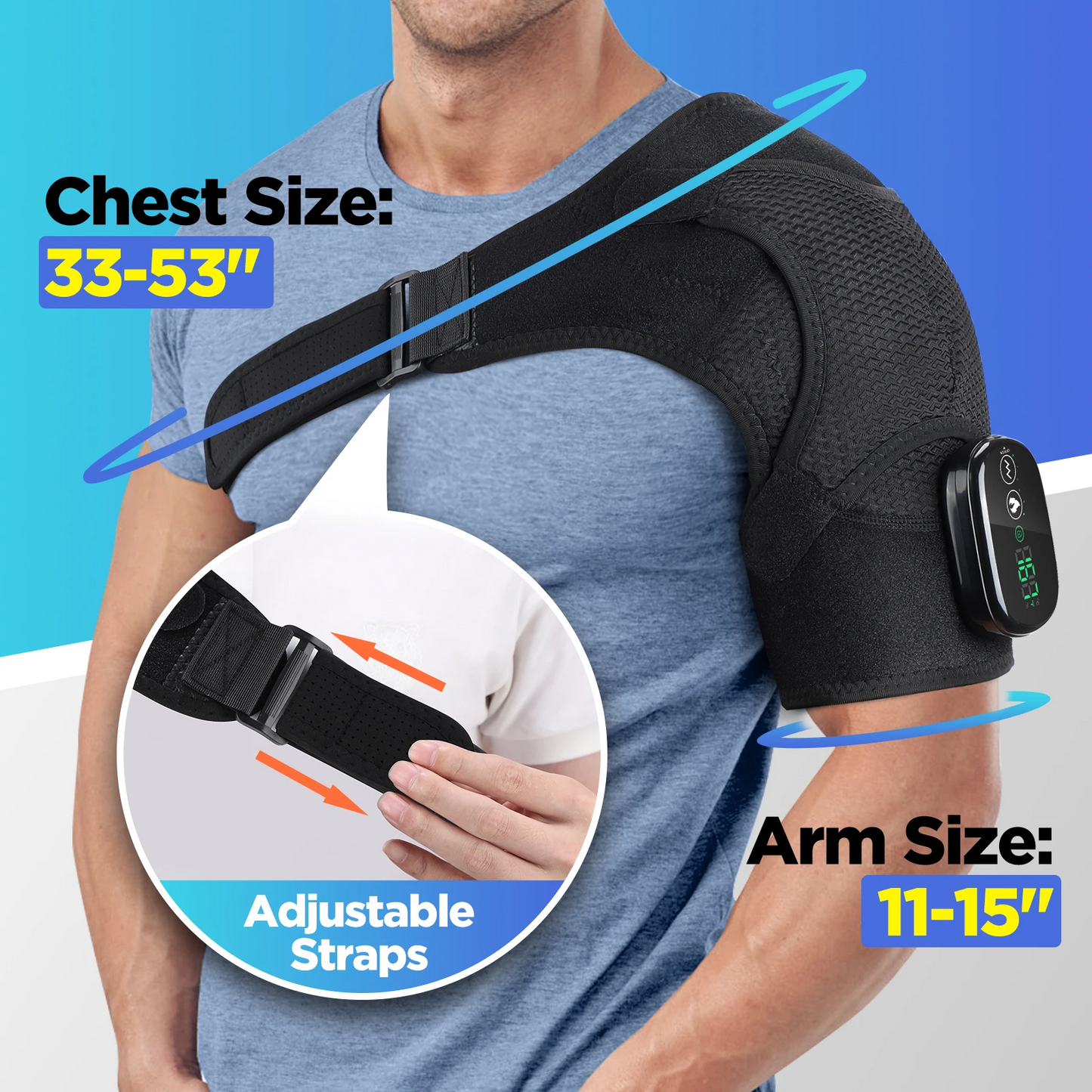 Heated Shoulder Massager Belt | Vibration Steamer Pad with Adjustable Temperature & Smart Massage Function