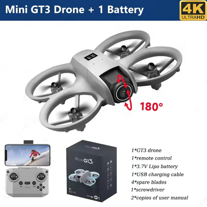 GT3 Mini Drone 4K Ultra HD Dual Camera | 5G WiFi FPV Quadcopter with Screen Remote & Obstacle Avoidance