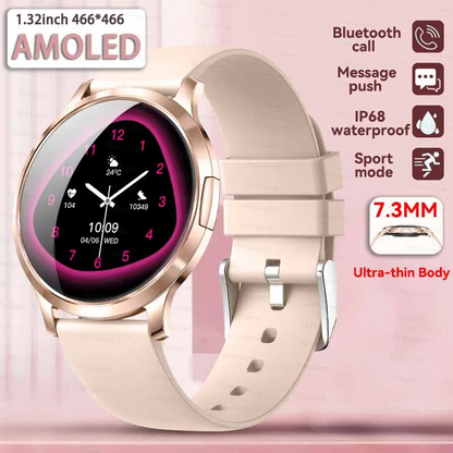 New Women’s Smart Watch 🌸 | 1.32" Ultra-Thin AMOLED, Sport Fitness, Bluetooth Call & Custom Faces
